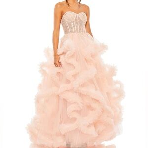 BRAND NEW Mac Duggal Pink Strapless Maxi Dress with tags